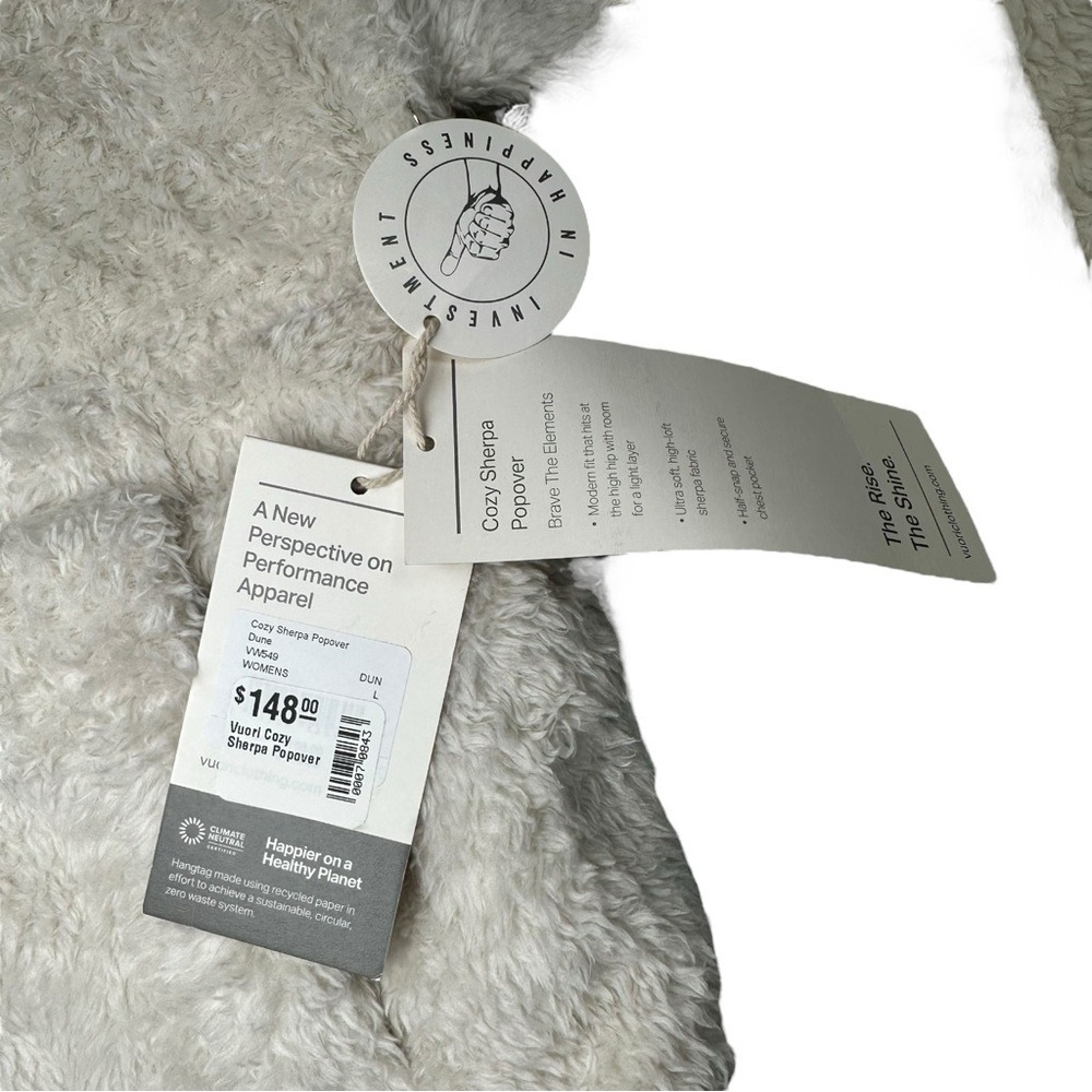 NWT Vuori Cozy Sherpa Popover Dune Size Large VW549 - Picture 3 of 16